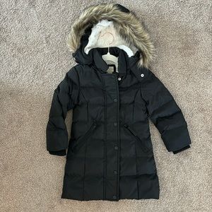 Copper key fur lined long coat